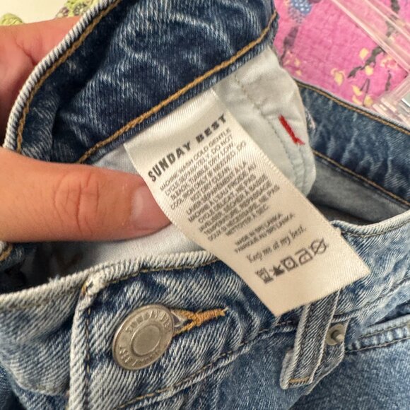 ARITZIA SUNDAY BEST High Rise Medium Wash Jeans Straight Leg 0 Casual Boho Retro - Picture 9 of 10